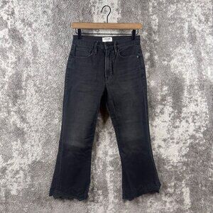 Frame Jeans 25 Womens Black Flared Lacey Denim Lace Hem Bell Bottom Float